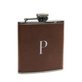 You-Initial-It Leather Wrapped Flask - 6 oz.